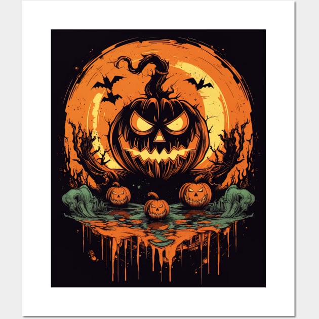 possessed pumpkin during halloween Wall Art by Maverick Media